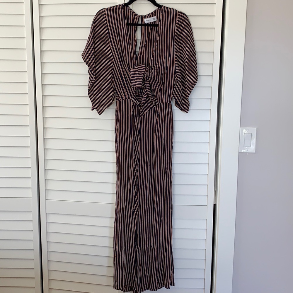 Faithfull the Brand blue and red striped jumpsuit